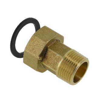 2-del. koppeling 1" con.buitendraad x 1 1/4" wartel