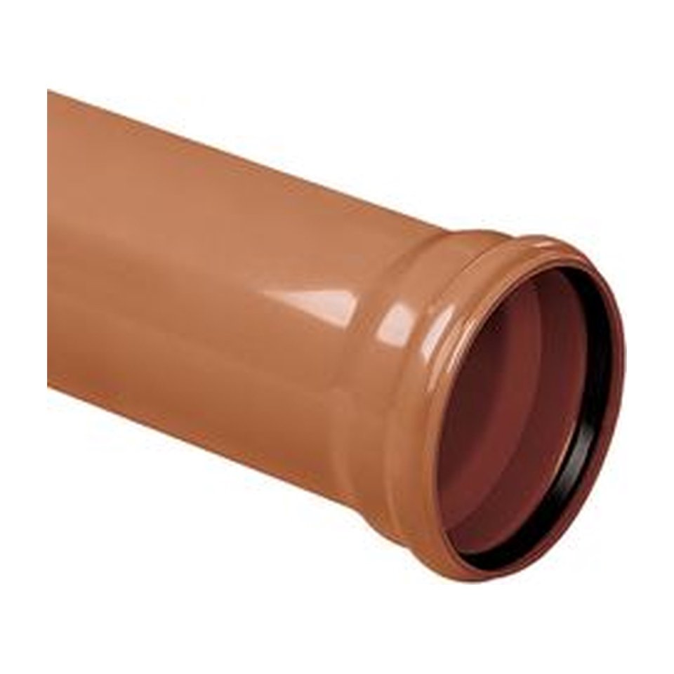 PVC buis 315 mm, r,bruin, SN8, manchet mof, L = 5 mtr